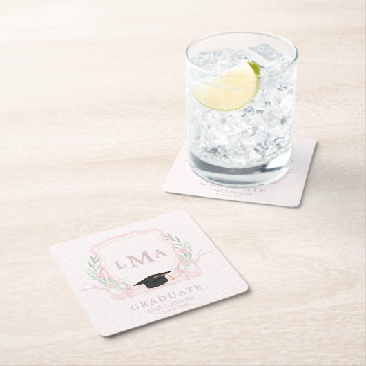 Coquette monogram Afstuderen Kartonnen Onderzetters (Insitu)