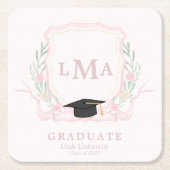 Coquette monogram Afstuderen Kartonnen Onderzetters (Voorkant)