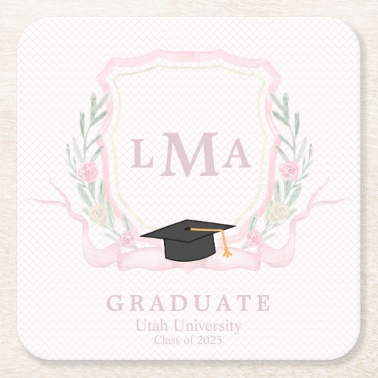 Coquette monogram Afstuderen Kartonnen Onderzetters (Voorkant)