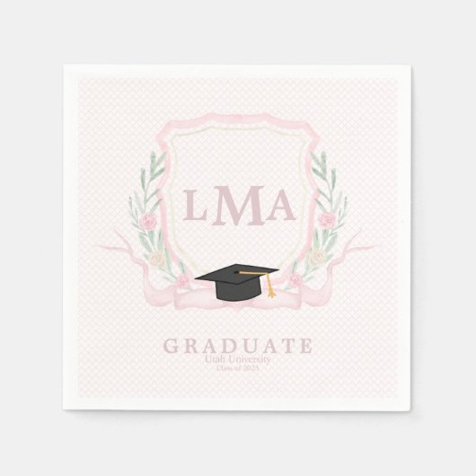 Coquette monogram Afstuderen Servet (Voorkant)