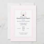Coquette Monogram Graduation Party Invitation Kaart (Voorkant)