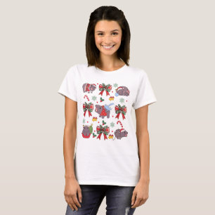 Coquette Moo Deng en kerstboom T-shirt