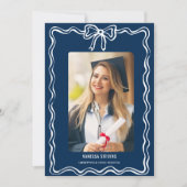 Coquette Navy Strik Foto Afstudeer Uitnodiging (Voorkant)