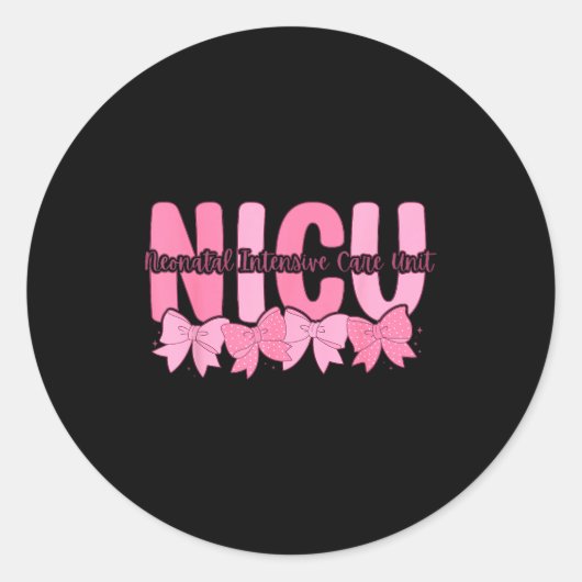 Coquette Nicu Nurse Nk Bow Neonatal Intensive Care Ronde Sticker (Voorkant)