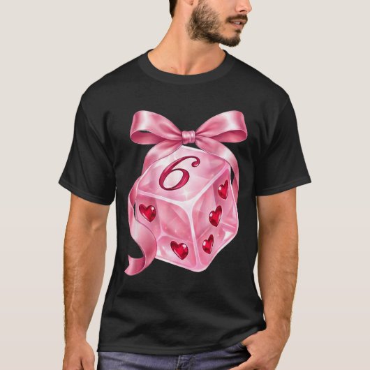 Coquette Nk Dice Bow Hearts 6 7 Preppy Valentine Y T-shirt (Voorkant)