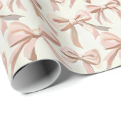 Coquette  nostalgisch roze strikpatroon cadeaupapier (Rol Hoek)