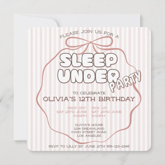 Coquette nu slaap-onder verjaardagsfeestje kaart (Voorkant)