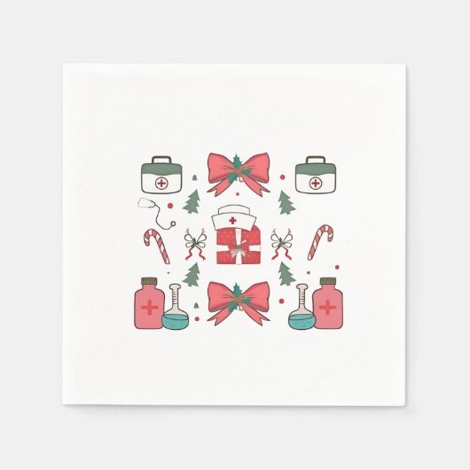 Coquette Nurse Bow Custom Nurse Kerstmis Servet (Voorkant)