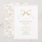 Coquette Ocher Bow Ribbon Graduation Party Kaart (Voorkant / Achterkant)