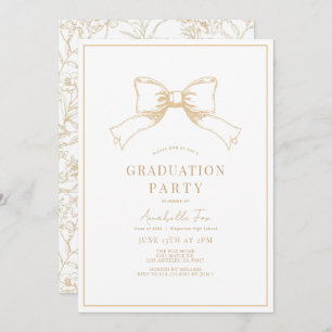 Coquette Ocher Bow Ribbon Graduation Party Kaart