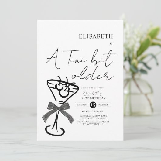 Coquette Olive Martini Verjaardag Uitnodiging (Staand voorkant)