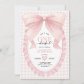 Coquette ONEderful Pink Bow Girl 1st Birthday Kaart (Voorkant)