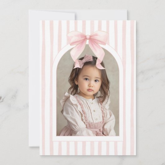 Coquette ONEderful Pink Bow Girl 1st Birthday Kaart (Achterkant)