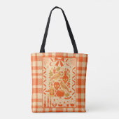 Coquette Oranje Folk Art Plaid Tote Bag (Achterkant)