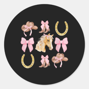 Coquette Paardrijden Paarden Wilde Bloemen Paard L Ronde Sticker