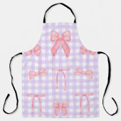 Coquette Paarse Gingham & Roze Boog Schort (Voorkant)