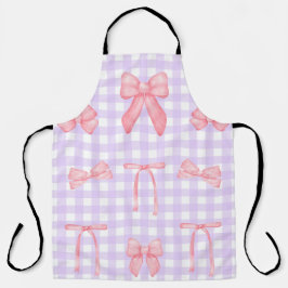 Coquette Paarse Gingham & Roze Boog Schort