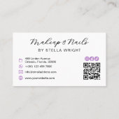 Coquette Paarse Strik Schoonheids QR Code Visitekaartje (Achterkant)