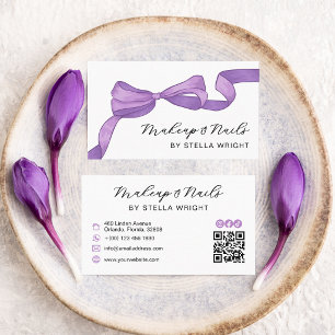 Coquette Paarse Strik Schoonheids QR Code Visitekaartje