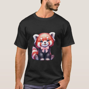 Coquette Panda Bow Eenvoudig Roze Schattige Meisje T-shirt