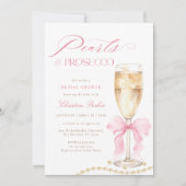 Coquette Parels en Prosecco Bruidsfeest Kaart (Voorkant)