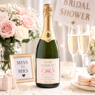 Coquette Parels & Prosecco Bruidsuitnodiging Sparkling Wijnetiket