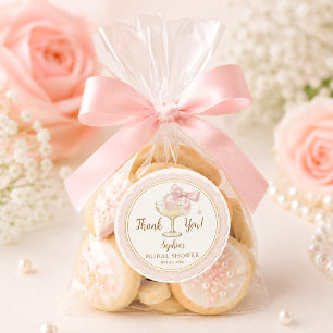 Coquette Parels & Prosecco Bruiloft Feest Favor Ronde Sticker