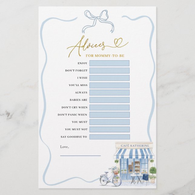 Coquette Parijse Cafe Adviezen voor Mom-to-be Game (Voorkant)