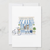 Coquette Parijse cafe Frans Blauw Baby shower Kaart (Achterkant)