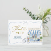 Coquette Parijse cafe Frans Blauw Bedankt Card Informatiekaartje (Staand voorkant)