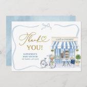 Coquette Parijse cafe Frans Blauw Bedankt Card Informatiekaartje (Voorkant / Achterkant)