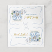 Coquette Parijse cafe Frans Blauw Eten Label Afsprakenkaart (Buitenkant ongevouwen)