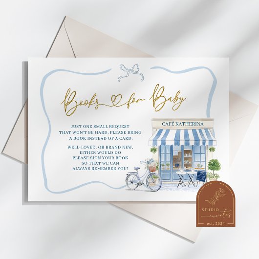 Coquette Parijse cafe Franse Blauwe Boeken voor ba Informatiekaartje