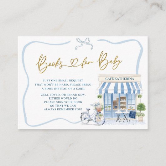 Coquette Parijse cafe Franse Blauwe Boeken voor ba Informatiekaartje (Voorkant)