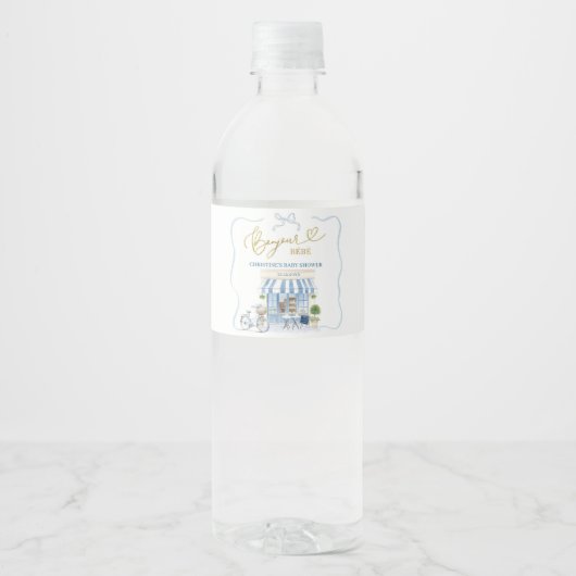 Coquette Parijse cafe Franse Blauwe Fles Label Waterfles Etiket (Voorkant)