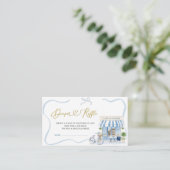 Coquette Parijse cafe Franse Blauwe Luier Raffle E Informatiekaartje (Staand voorkant)