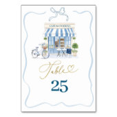 Coquette Parijse cafe Franse Blauwe Tafel Nummer Kaart (Voorkant)