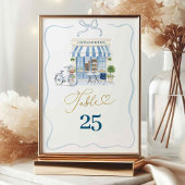 Coquette Parijse cafe Franse Blauwe Tafel Nummer Kaart