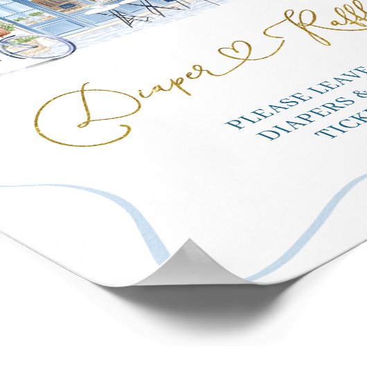 Coquette Parijse cafe Franse Luier Raffle Poster (Hoek)