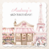 Coquette Paris Franse Parijse Cafe Verjaardag Kartonnen Onderzetters (Voorkant)