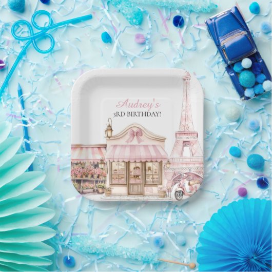 Coquette Paris Franse Parijse Cafe Verjaardag Papieren Bordje (Feest)