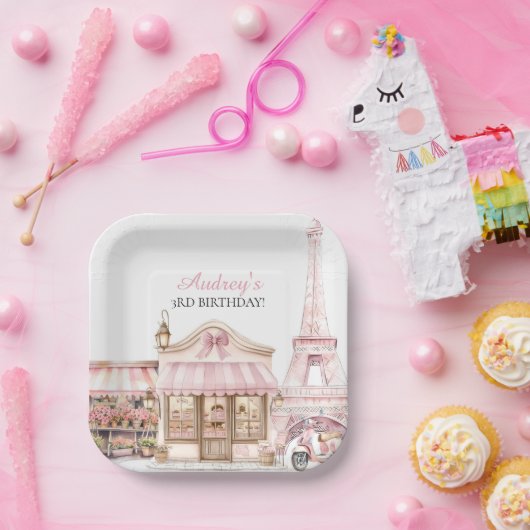 Coquette Paris Franse Parijse Cafe Verjaardag Papieren Bordje (Feest)