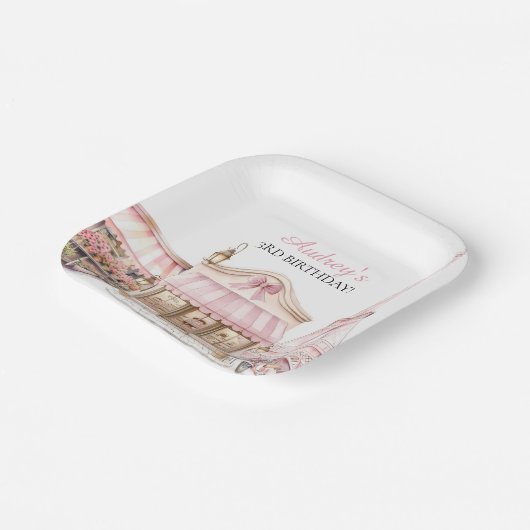 Coquette Paris Franse Parijse Cafe Verjaardag Papieren Bordje (Gebogen)