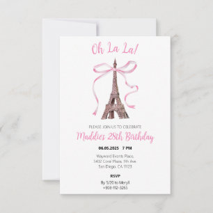 Coquette Paris Verjaardag Uitnodigt Bedankkaart