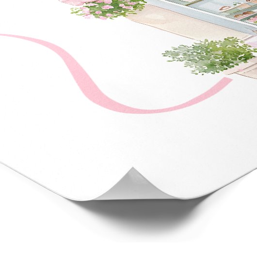 Coquette Parisian cafe French Pink Welcome Sign Poster (Hoek)