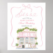 Coquette Parisian cafe French Pink Welcome Sign Poster (Voorkant)