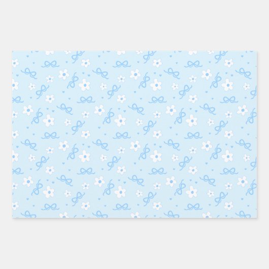 Coquette Pastel Blue Cute Wrapping Paper (Voorkant)