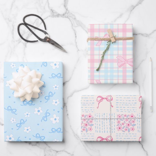 Coquette Pastel Blue Cute Wrapping Paper (Voorkant)