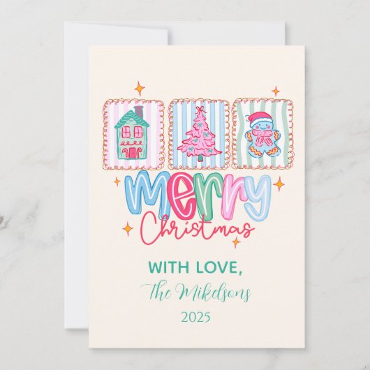 Coquette Pastel Christmas Feestdagenkaart (Voorkant)