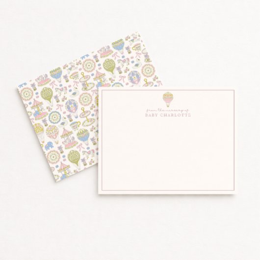 Coquette Pastel Circus Balloon Nursery Note Card Kaart